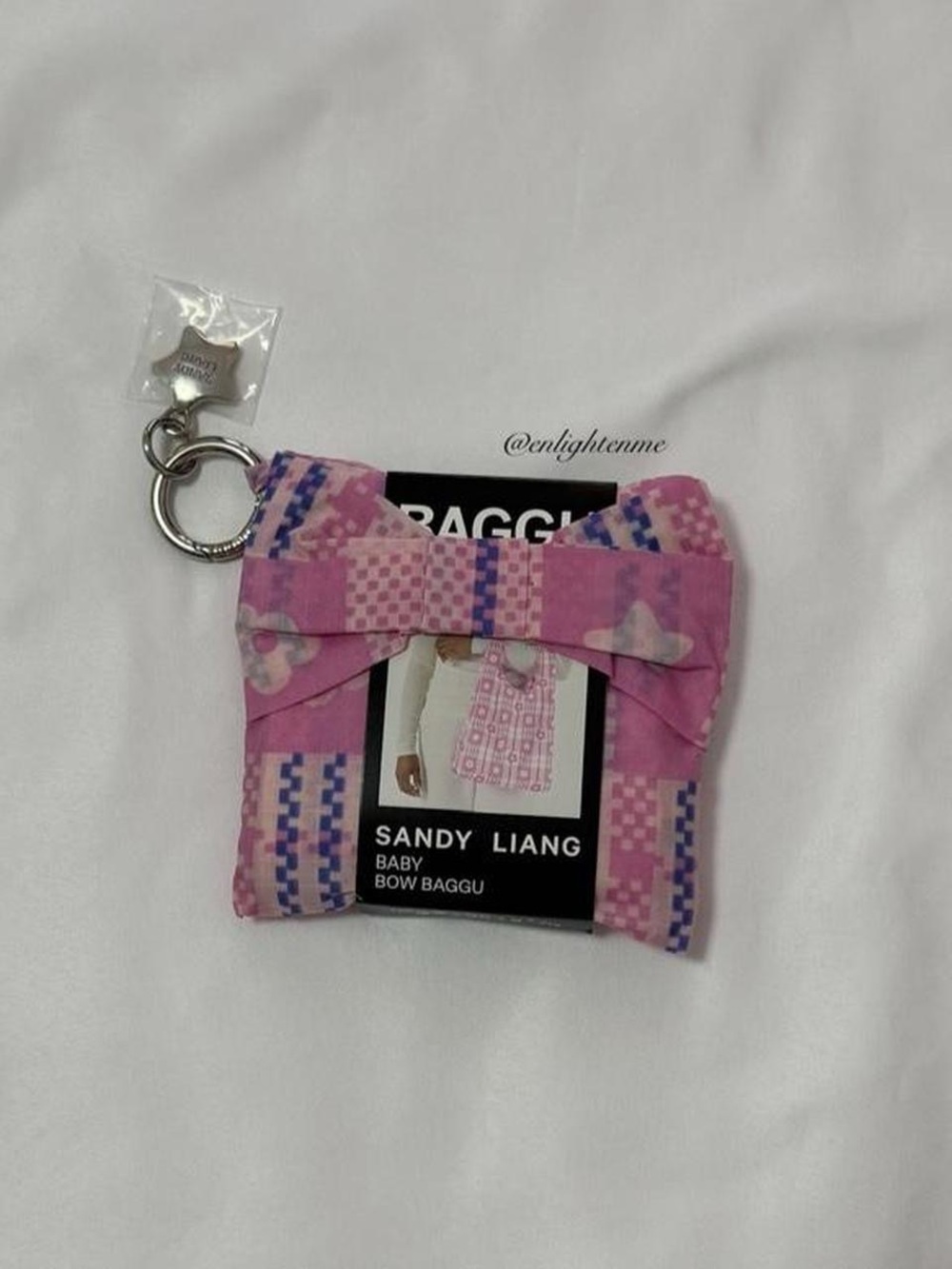 Baggu x Sandy Liang Baby Bow Baggu in Market Plaid Pink